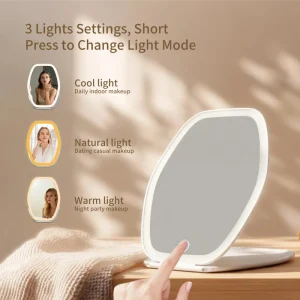 LED Desktop Makeup Mirror with Customizable Fill Light Portable Mirror for Women Ins Style for Dormitory and Home Use