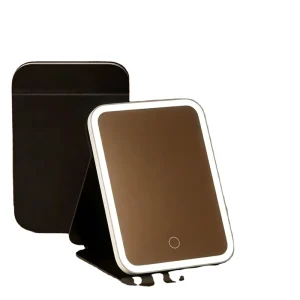 LED Foldable Makeup Mirror Stand Single Side Desktop Compact Silver Square Travel HD Portable Cosmetic Mirror