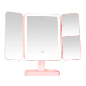 LED Lighted Folding Desktop Makeup Mirror with Dressing Mirror