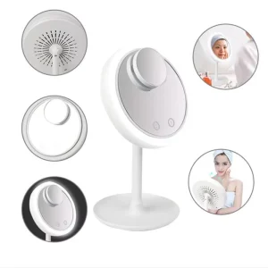 LED Makeup Mirror With Light Ladies Storage Makeup Lamp Desktop Rotating Vanity Mirror Round Shape Cosmetic Mirrors for Bedroom