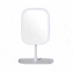 LED Smart Makeup Mirror with Square Plastic Frame for Girls’ Bedrooms Dressing Table Vanity Student Dorm Desktop Use