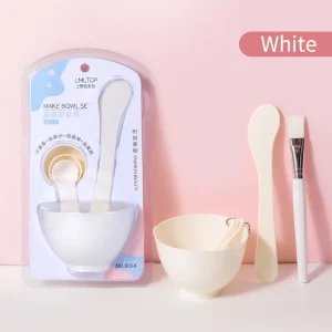 LMLTOP 6 in 1 White Color Diy Plus Size Cosmetic Facial Beauty Clay Mask Plastic Face Mixing Bowl Set With Spatula D0892