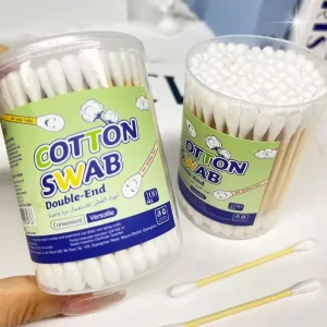LMLTOP Custom Logo Cotton Buds 200pcs Eco Friendly Double Head Spiral and Round Tips Paper Stick Ear Cotton Buds Swab