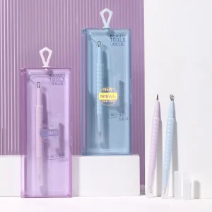 LMLTOP High Quality Face Acne Blackhead Removal Needle Set with Circle Loop Sharp Needles Plastic Case 13cm SY555