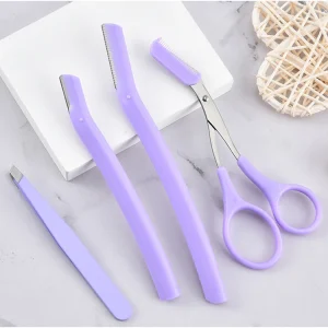 LYDER High Quality Portable Stainless Steel Eyebrow Kit with Trimmer Clip and Slanted Blade 20x12cm Custom Logo