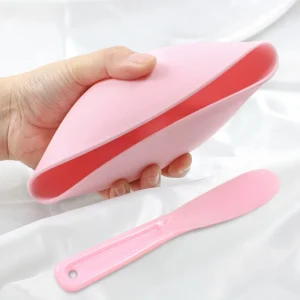 Large Silicone Mask Bowl with Soft Plastic Stick Beauty Tools for Makeup Facial Application Spatula Shaped Spoon