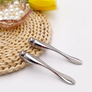 Laser logo 304 Stainless Steel Facial Makeup Spoon Mini Face Cream Cosmetic Spatula with Roller
