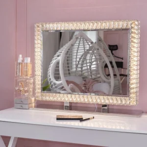 Led Light Makeup Mirror Diamond Vanity Mirror Bathroom Crystal Clear Lighted Makeup Mirror