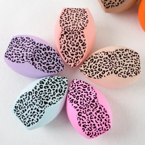 Leopard Print Bold Egg Beauty Sponge Large Size Makeup Puff Dual Use Wet Dry Application Three Sided Cut Soft Skin Friendly