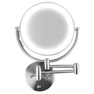 Lighted Makeup Mirror Wall Mounted LED Double Sided Magnifying Vanity Mirror with Extended Arm 360 Rotation Shaving Bathroom