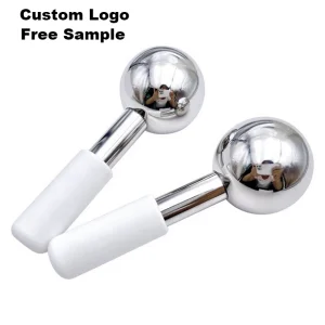 Low MOQ Private Label Custom Logo Rose Gold Silver Stainless Steel Metal Cryo Rotating Facial Ice Globes for Face