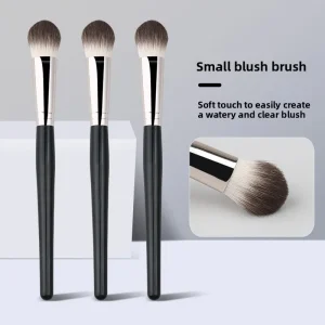 Low Moq Single Makeup Brushes Synthetic Hair Black Wood Handle Custom Personal Brand Flame Blush Highlighter Brushes