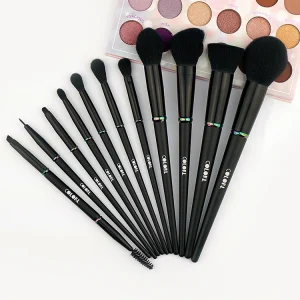 Low Price High Quality Synthetic Hair Wood Handle Vegan Makeup Brushes Cosmetic Custom Private Label Black Makeup Brush Set