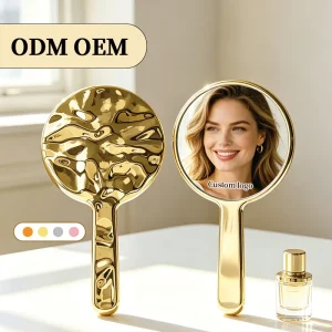 Luxury Beauty Salon Water Ripple Electroplated Portable Small Mirror Single-sided Handheld Makeup Mirror