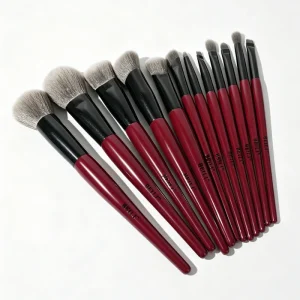 Luxury Burgundy Red 12pcs Makeup Brushes Set Premium Synthetic Hair Foundation Eyeshadow Make Up Brush Kit