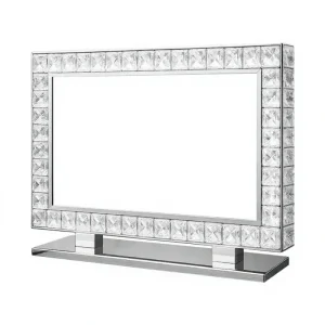 Luxury Crystal LED Vanity Mirror Touch Control 3 Color Temperature Illuminated Makeup Mirror Chrome Stand Dimmable