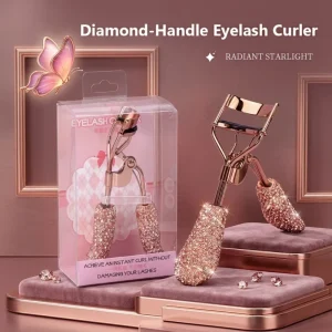 Luxury Diamond Eyelash Curler Gold Rhinestone Eyelash Curler with Jewelry Grade Crystal Handles Lash Lift Effect