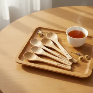 Luxury Eco Friendly Mini Bamboo Coffee Spoon Custom Logo Wooden Tea Spoons