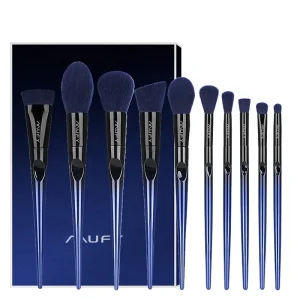 Luxury High Quality Vegan 10-Piece Face Makeup Brush Set with Fan Brush Synthetic Hair Custom Gradient Colors