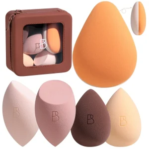 Luxury Makeup Sponge Set 5PCS Custom Logo Non Latex Face Foundation Sponge Makeup Powder Puff with Makeup Sponge Holder Bag