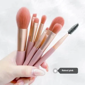 Macaron 8pcs Mini Makeup Brush Set Morandi Portable Soft Bristled Beauty Tool with Labeling for Eye Shadow and Foundation