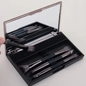 Make Up Tools 4pcs Double Head Eye Makeup Brushes Set With Mirror Double Head Eyeliner Eyeshadow Brush