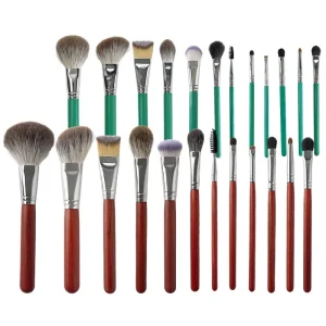 Makeup Brush Set 12pcs Professional Wood Handle Synthetic and Animal Hair for Face and Eye Makeup Application