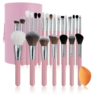 Makeup Brush Set 24pcs Pink White With Bag