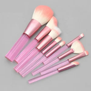Makeup Brush Set 9Pcs Makeup Brushes Set Professional Transparent Crystal Handle Make up Brushes with Travel Makeup Bag