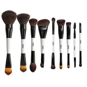 Makeup Brush Set 9pcs Double Ended 18 Heads Synthetic Hair for Portable Travel Foundation Powder Blush Concealer Eyeshadow Use