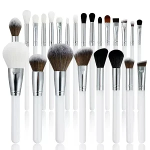 Makeup Brush Set High Quality Hair White and Black Eyebrow Eye 24pcs Makeup Brush Set With Bucket