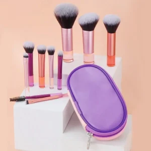 Makeup Brush Set With Bag 10pcs Mini Travel Beauty Tools Aluminum Tube Makeup Brush Set Colorful Eyeshadow Makeup Brushes