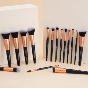 Makeup Brush for Concealer Eyeshadow Blush Loose Powder Face Set Nylon Bristles Metal Handles 15-piece Brushes Kit