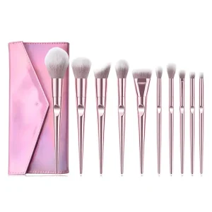 Makeup Brushes Set 10-Piece Foundation Eyebrow Eyeshadow Brushes with Fashion Beauty Bag for Face Cosmetic Tools