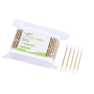 Makeup Cleaning Ear 300Pcs Cotton Swab Bamboo Pulp Paper Sticks Cotton Bud with Zipper Bag