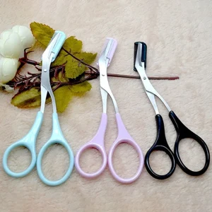 Makeup Eyebrow Trimmer Scissors With Comb Hair Removal Shears Comb Grooming Cosmetic Eyebrow Trimming Tools