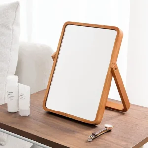 Makeup Mirror HD Desktop Makeup Mirror European Simple Single Vanity Wooden Makeup Mirror