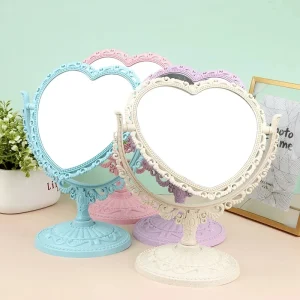 Makeup Mirror Heart Shaped Acrylic Single Makeup Mirror Home Bedroom Desktop Transparent Base Cosmetic Mirror