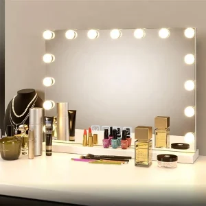 Makeup Mirror with 15 LED Bulbs 3 Color Lighting Modes Lighted Makeup Mirror for Dressing Table and Bedroom