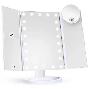 Makeup Vanity Mirror With Lights 1x 2x 3x Magnification Touch Screen Adjustable Lighted Makeup Mirror