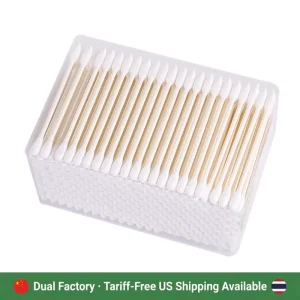 Manufacturer 300pcs Cotton Bud Paper Stick Cotton Swab with Square Box