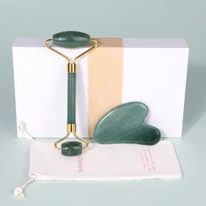 Manufacturer Custom Guasha Jade Roller and Gua Sha Set with Green Aventurine for Facial Massager