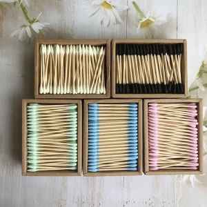 Manufacturers Custom Logo 200pcs Eco Friendly Biodegradable Bamboo Stick Cotton Bud Swabs
