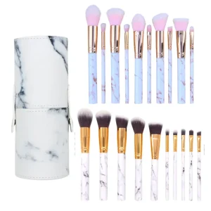 Marble Shaped Makeup Brushes Set Flat Fan Brushes for Powder Foundation Blush Face Concealer Eyeliner Eyebrow Pencil Beauty Tool