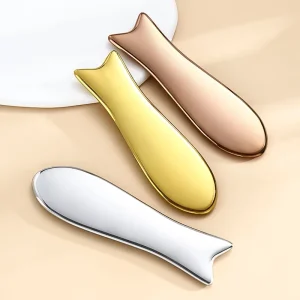 Metal Gua Sha Massager Curved Edge Scraping Tool for Anti Aging and Skin Rejuvenation