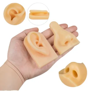 Microblading Semi Permanent Makeup 5D Silicone Practice Nose and Ear Skin Solid Block for PMU Beginner Piercing Training Tools