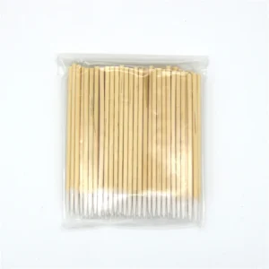 Microblading Single Head Cotton Swab Wood Sticks Single Round Tip Cleaning Cotton Bud for Permanent Eyebrow