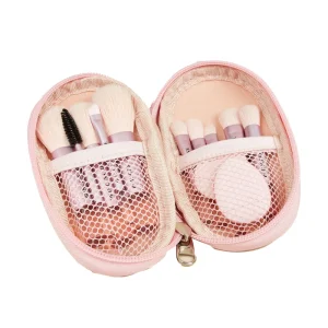 Mini 10-Piece Makeup Brush Set with Short Handle Zipper Pack for Face Use Eyeshadow Cheeks Blush and Concealer Tool