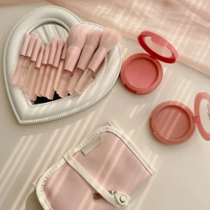 Mini 10pcs Portable Pink Travel Makeup Brush Kit Face Blush Powder Highlighter Contour Eyeshadow Brushes