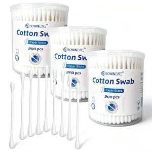 Mini 200pcs Double Head Plastic Stick Ear Cotton Buds Portable Household Cleaning